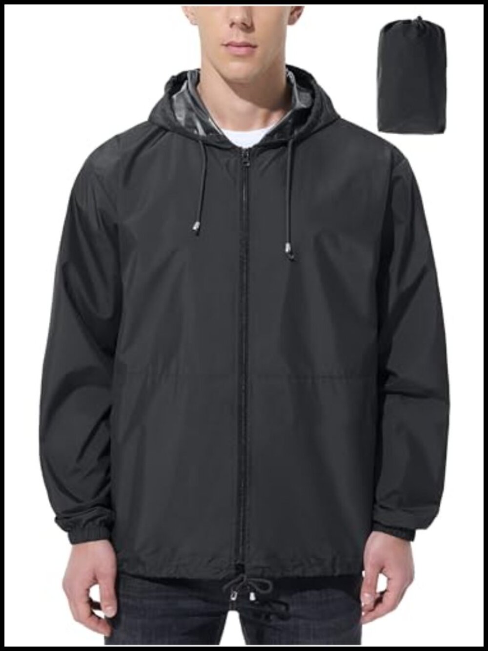 Men's Waterproof Rain Jacket Windbreaker Hooded Lightweight